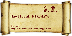 Havlicsek Miklós névjegykártya
